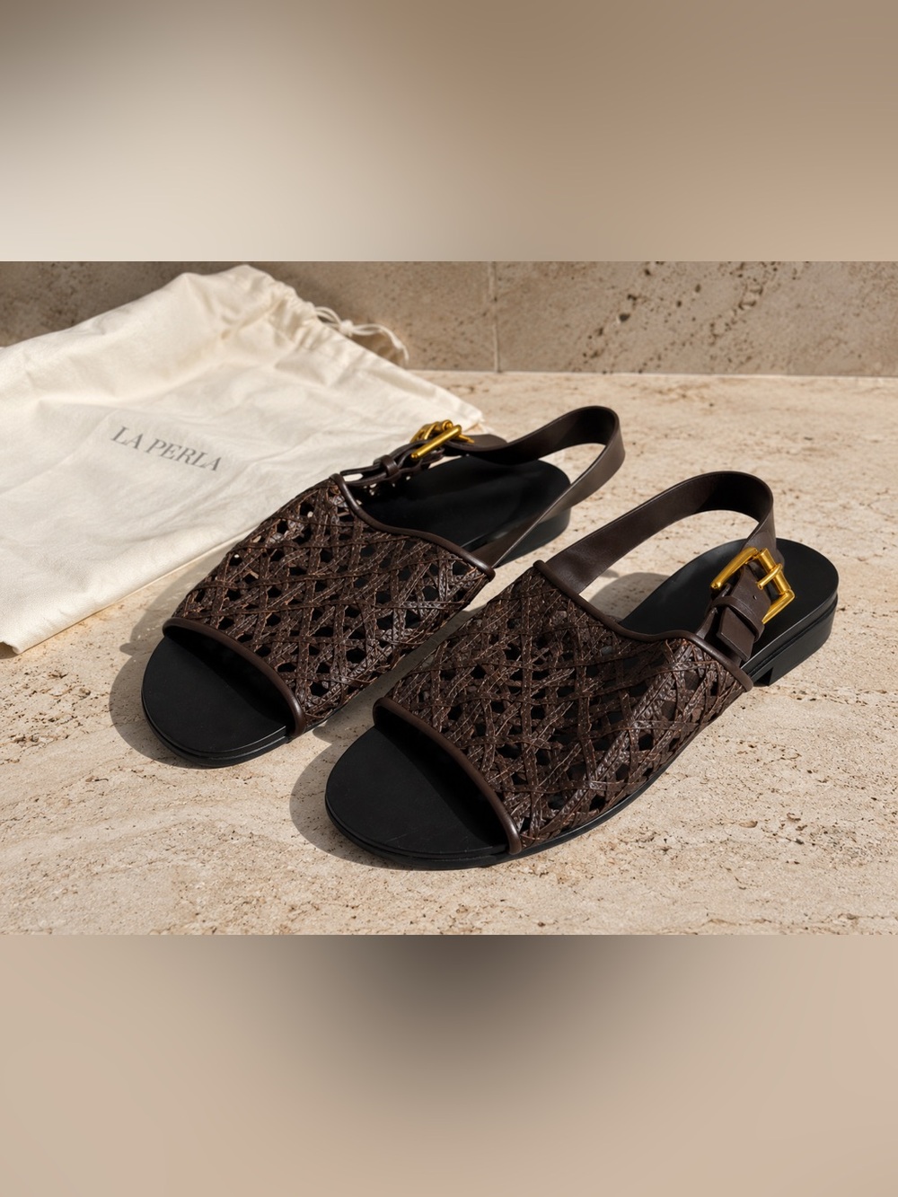 La Perla Men’s Brown Leather Sandals – Size EU 42 / US 10